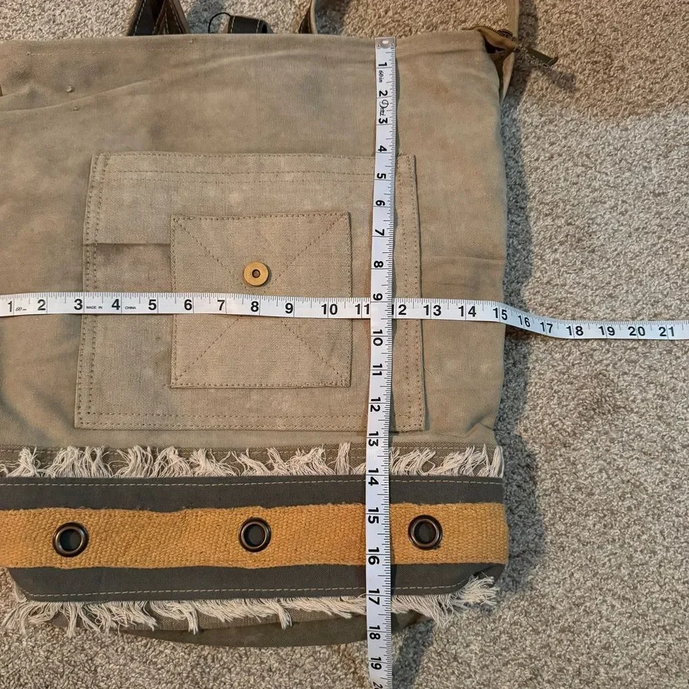 Vintage Addiction Recycled Military Canvas Leather Tote Backpack New Utility